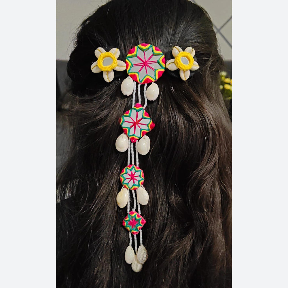 Shrijicreation Colorful Thread Mirror And Shell Handmade Hair Accessories