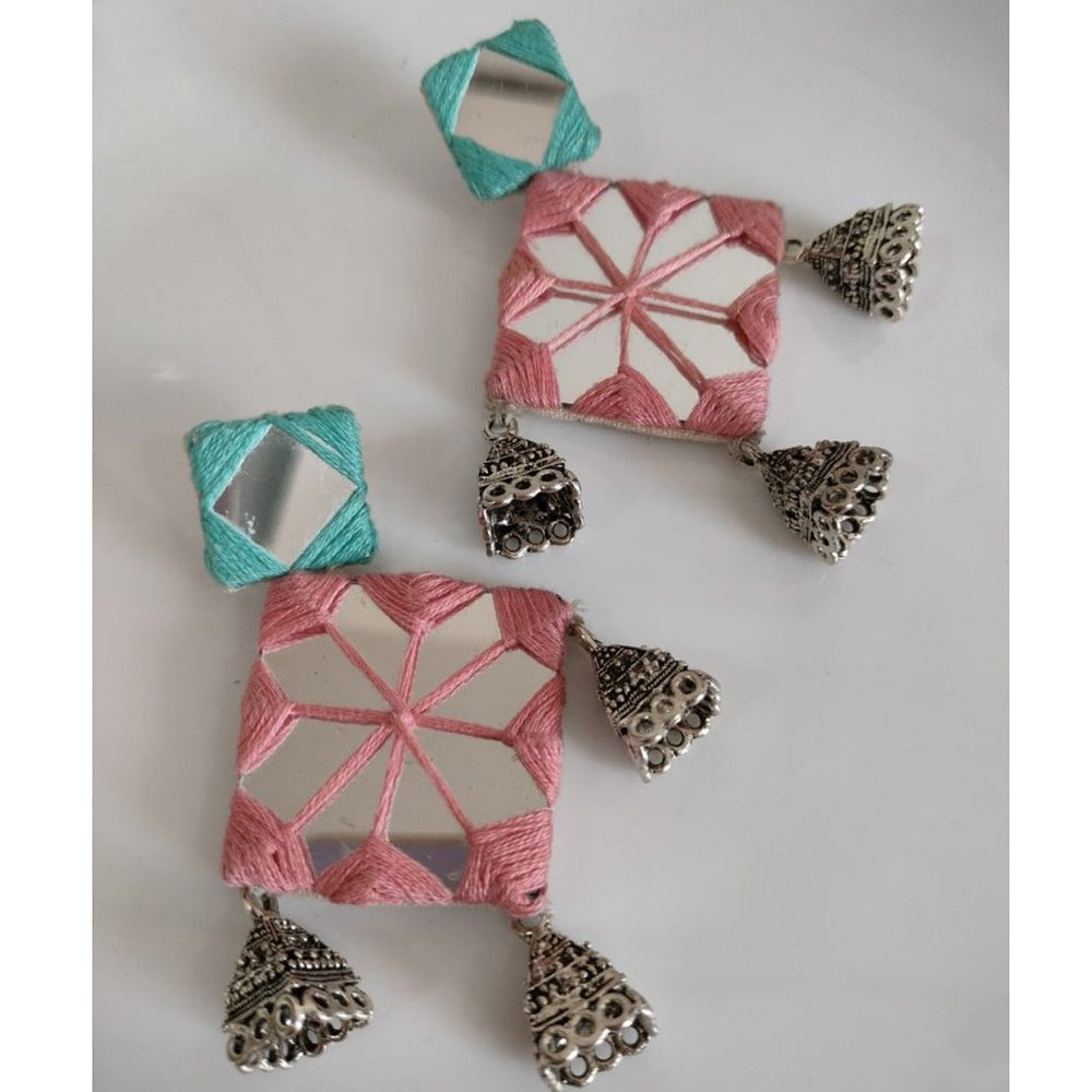 Shrijicreation Ethnic Oxidised Handmade Mirror Jhumki Earrings