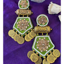 Shrijicreation Royal Fabric Pearl Coin Dangler Earrings