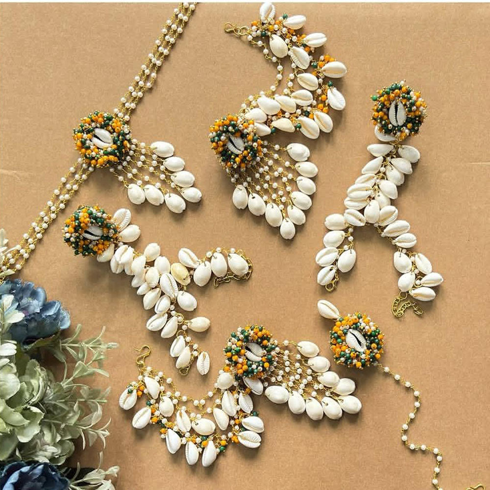 Shrijicreation Shell & Pearl Bridal Jewellery Set – Handmade Coastal Elegance for Haldi & Wedding Functions