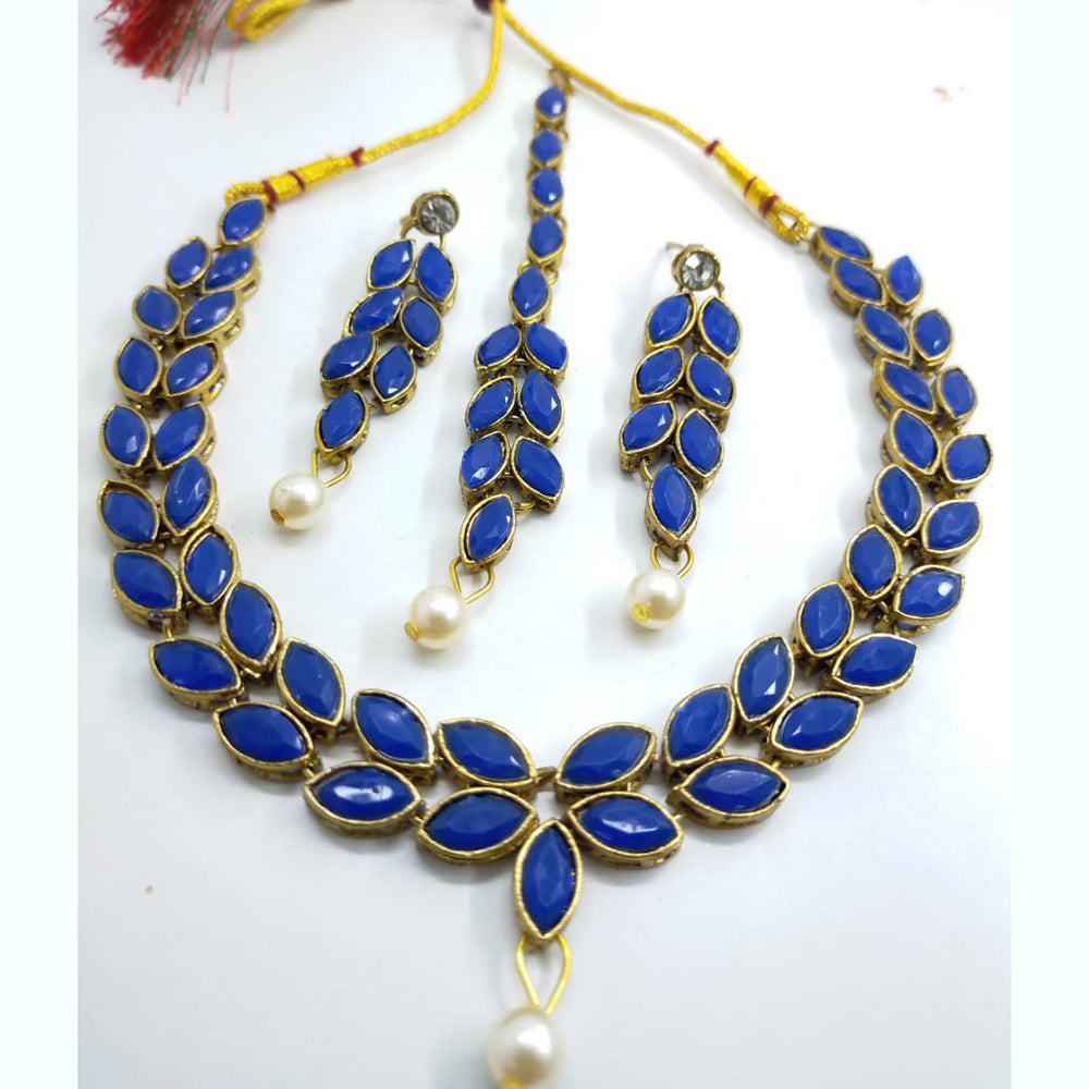 Palak Art Gold Plated Crystal Stone Necklace Set