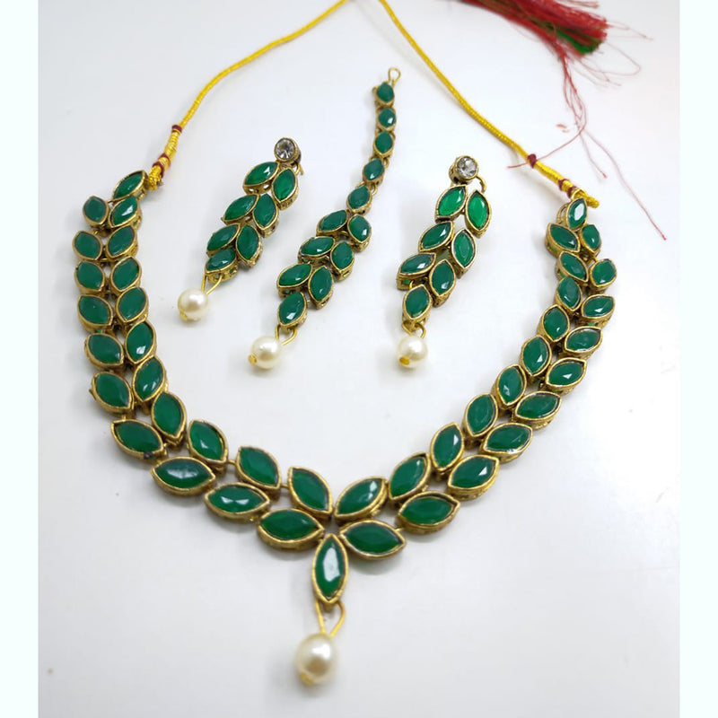 Palak Art Gold Plated Crystal Stone Necklace Set