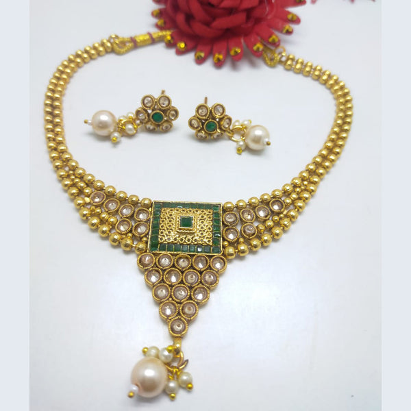 Palak Art Gold Plated Crystal Stone Necklace Set