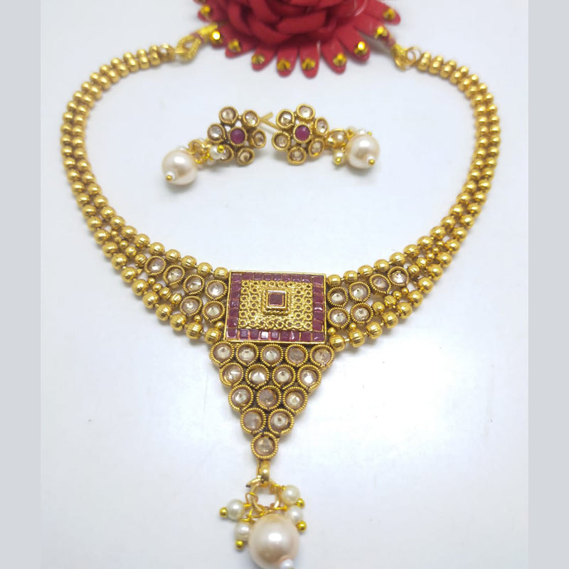 Palak Art Gold Plated Crystal Stone Necklace Set