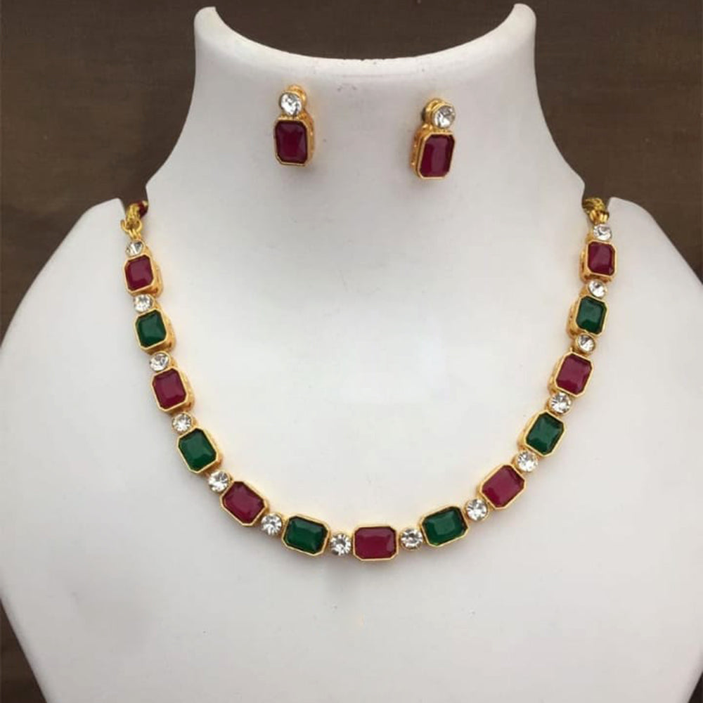 Palak Art Gold Plated Crystal Stone Necklace Set