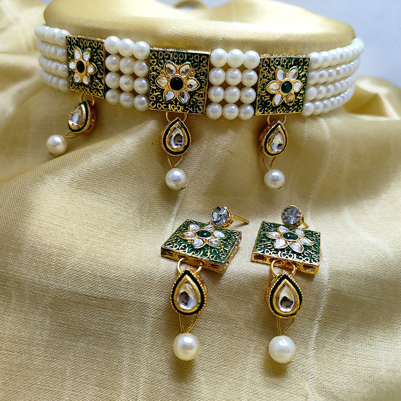 Palak Art Gold Plated Kundan Choker Necklace Set