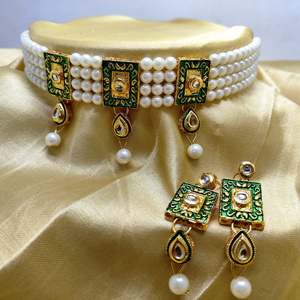 Palak Art Gold Plated Kundan Choker Necklace Set