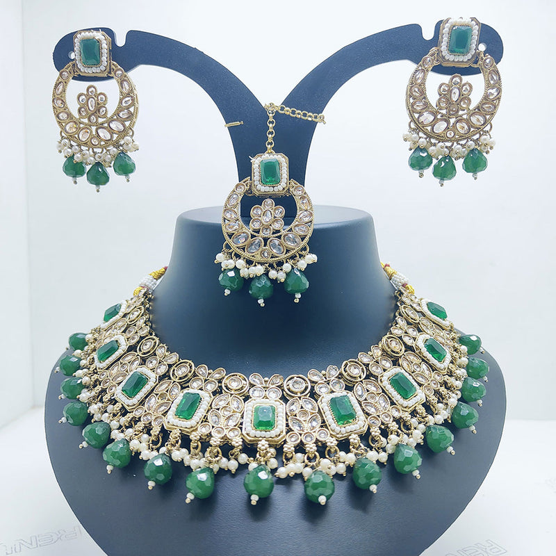 Palak Art Gold Plated Crystal Stone Choker Necklace Set