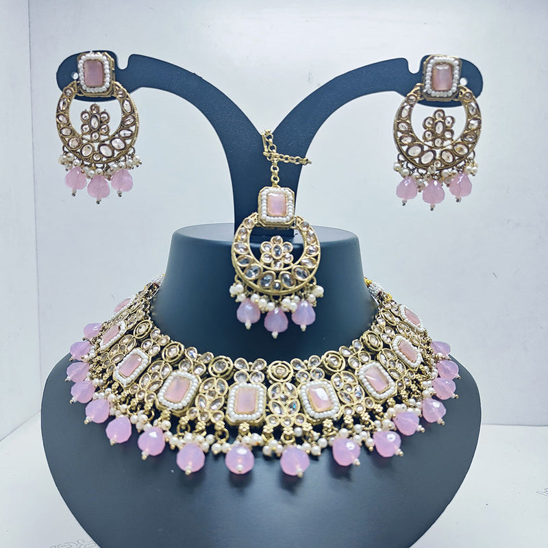 Palak Art Gold Plated Crystal Stone Choker Necklace Set