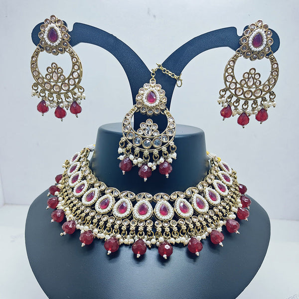 Palak Art Gold Plated Crystal Stone Choker Necklace Set