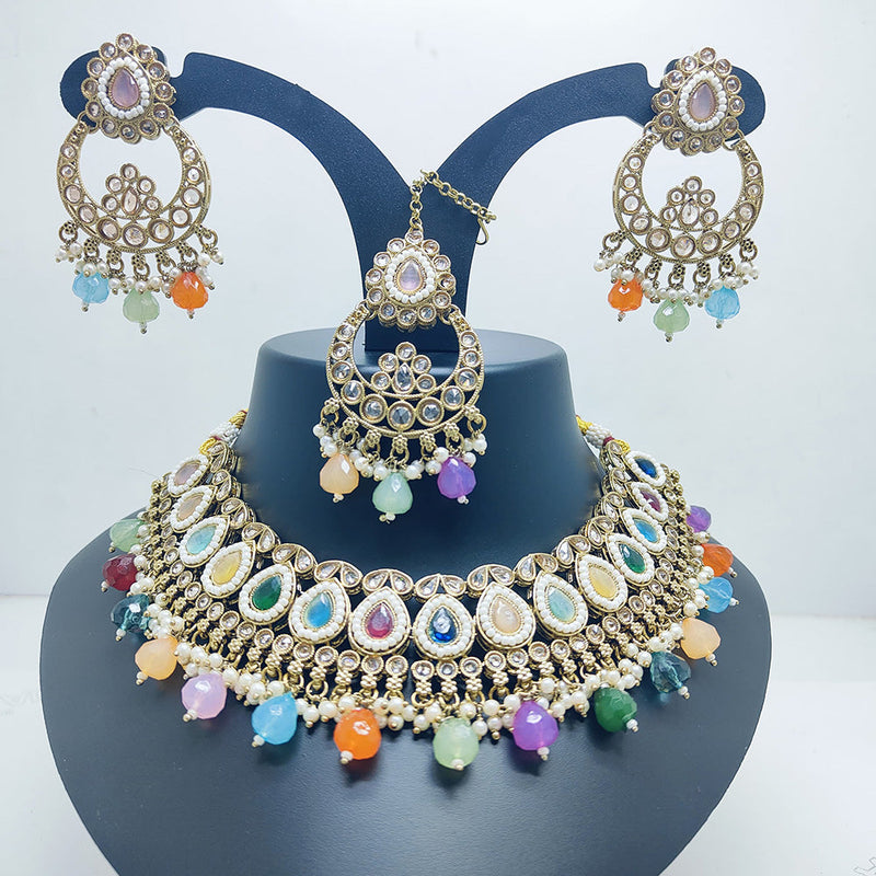 Palak Art Gold Plated Crystal Stone Choker Necklace Set