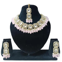 Palak Art Gold Plated Crystal Stone And Beads Necklace Set