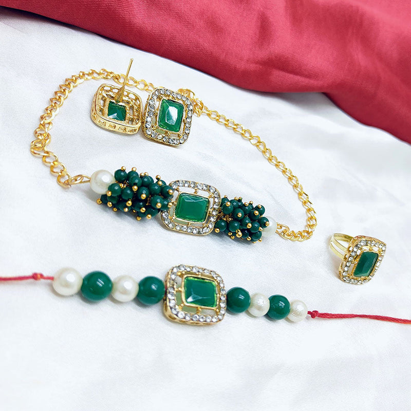 Palak Art Gold Plated Austrian Stone Combo Set