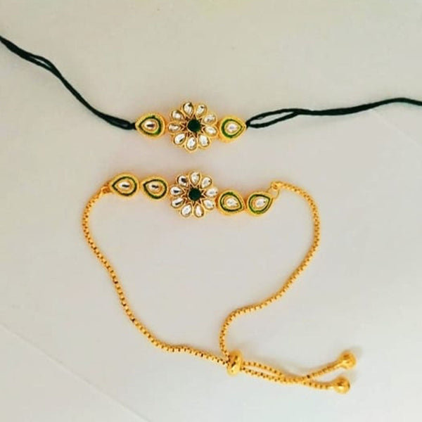 Palak Art Gold Plated Rakhi Combo