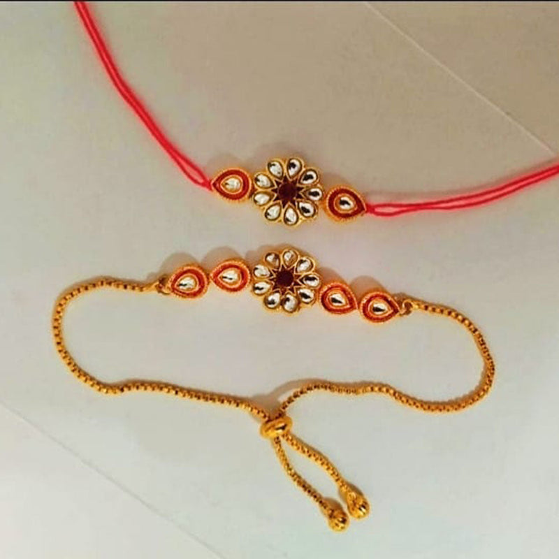 Palak Art Gold Plated Rakhi Combo