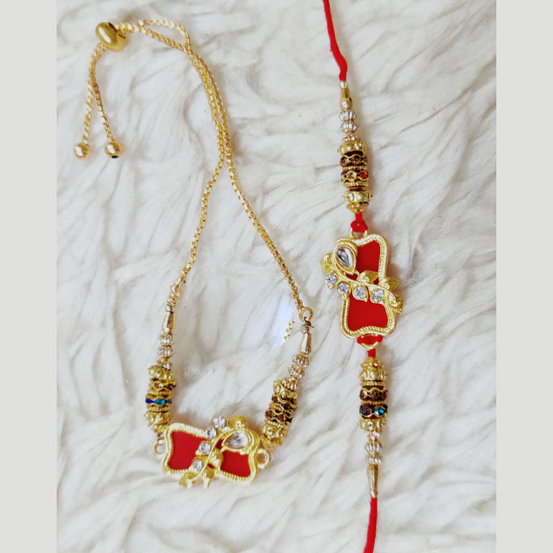 Palak Art Gold Plated Rakhi Combo