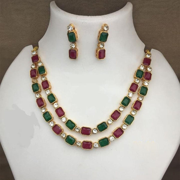 Palak Art Gold Plated Crystal Stone Necklace Set