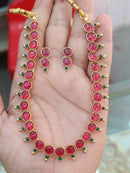 Palak Art Gold Plated Pota Stone Necklace Set