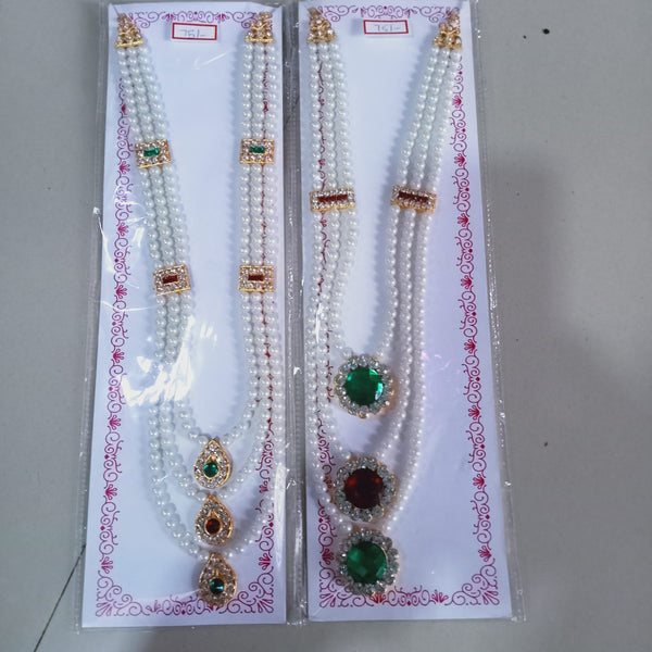 Palak Art Gold Plated Pota Stone And Pearl Necklace Set (Assorted Design)