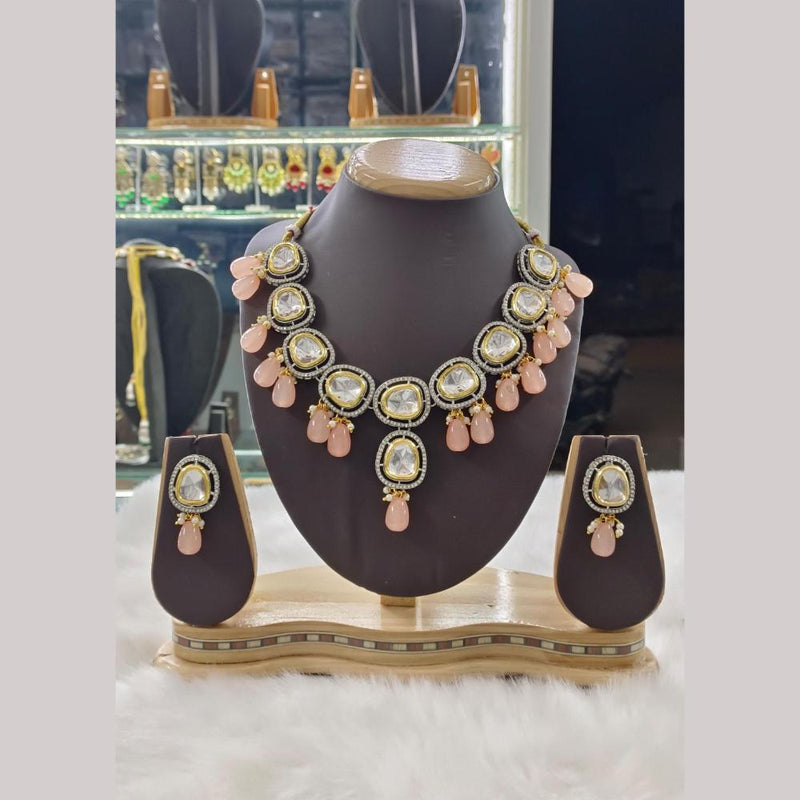 Palak Art 2 Tone Plated  Kundan Stone And Beads Necklace Set