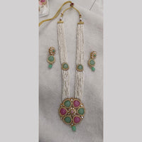 Palak Art  Gold Plated Kundan Stone And Pearl Necklace Set