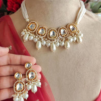 Palak Art Gold Plated Crystal Stone And Pearl Necklace Set