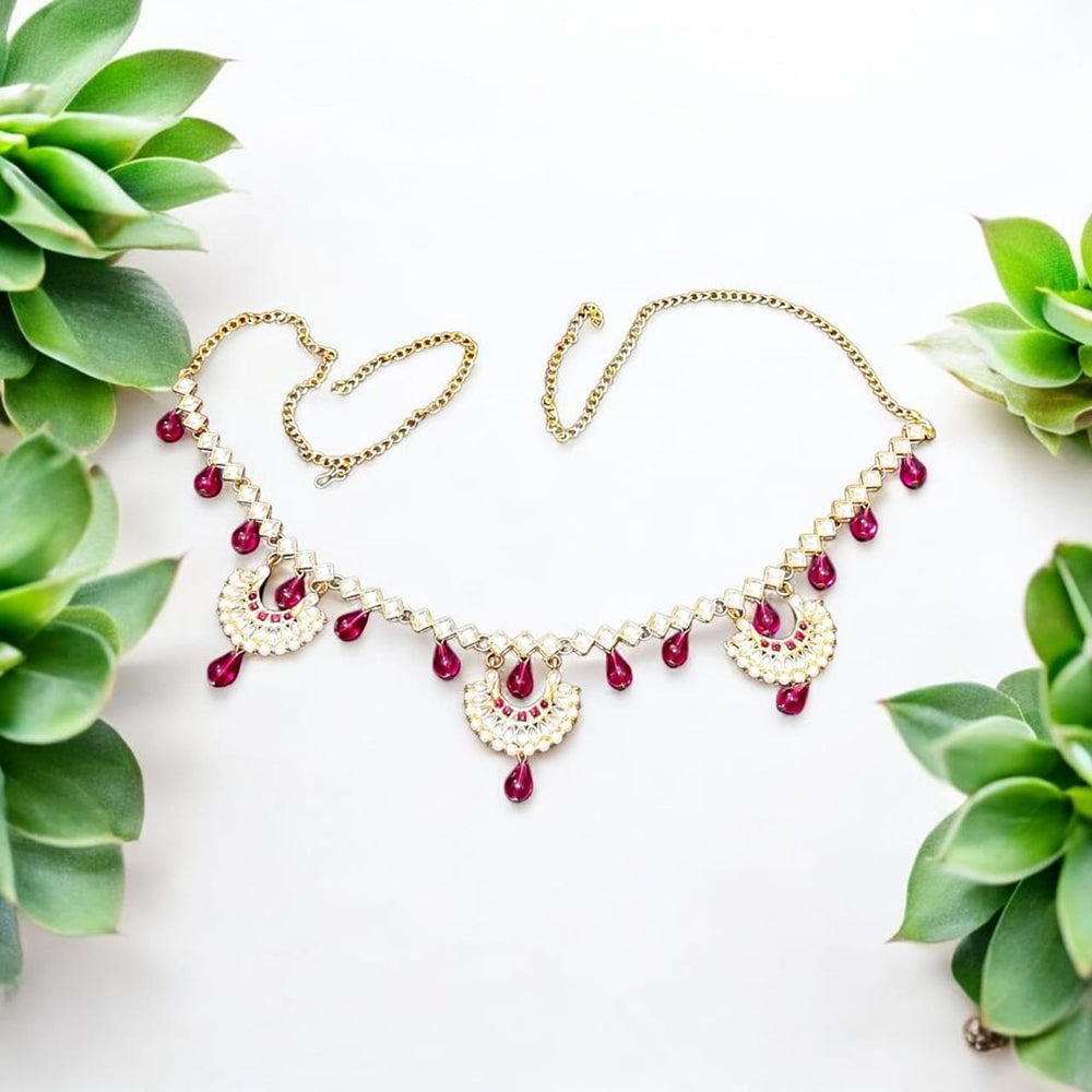 Palak Art Gold Plated Royal Kundan Beads Kamarbandh for Women