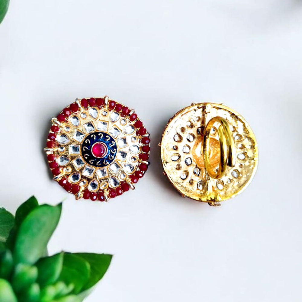 Palak Art Gold Plated Kundan And Meenakari Rings ( 1 Piece Only )