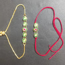 Palak Art Gold Plated Bhaiya And Bhabhi Pota Stone Rakhi Combo