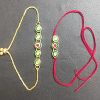 Palak Art Gold Plated Bhaiya And Bhabhi Pota Stone Rakhi Combo