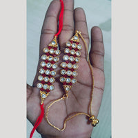 Palak Art Gold Plated Bhaiya And Bhabhi Austrian Stone Rakhi Combo