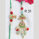 Palak Art Gold Plated Bhaiya And Bhabhi Kundan Stone And Meenakari Rakhi Combo