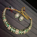 Palak Art Gold Plated Polki Kundan Stone And Meenakari Necklace Set