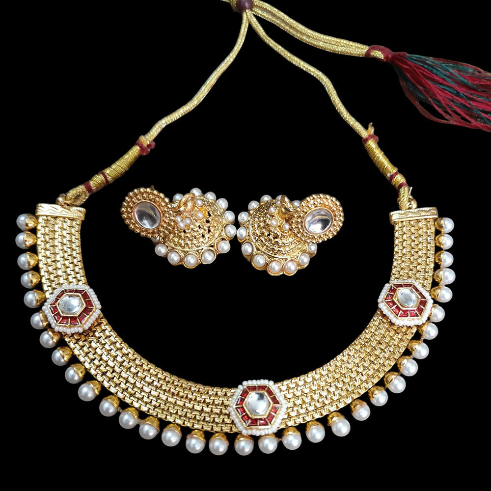 Palak Art Classic Pearl  Perfect for Traditional Outfits Necklace Set
