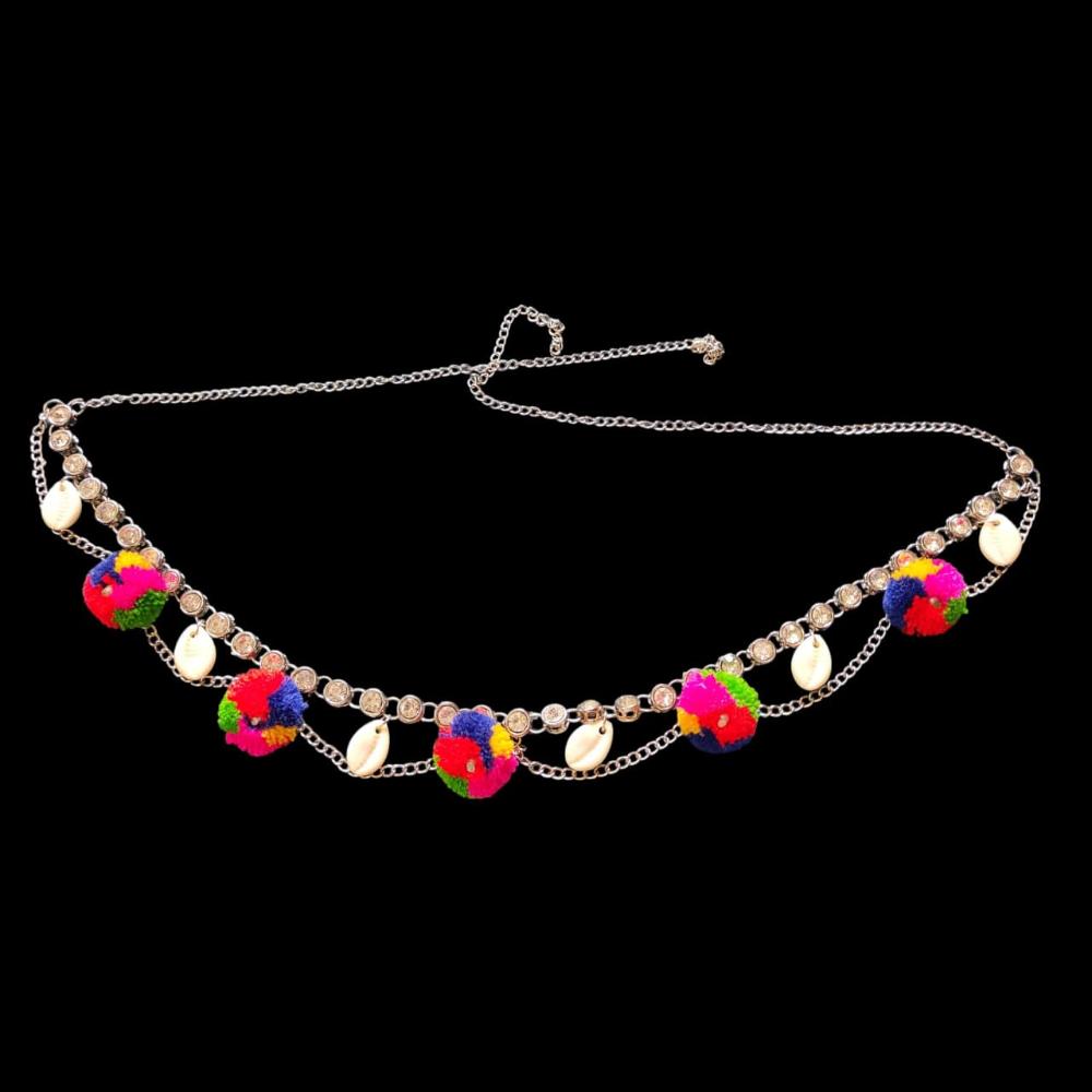 Palak Art Colourful Pom Pom Kamarband | Traditional Ethnic Waist Chain for Navratri .