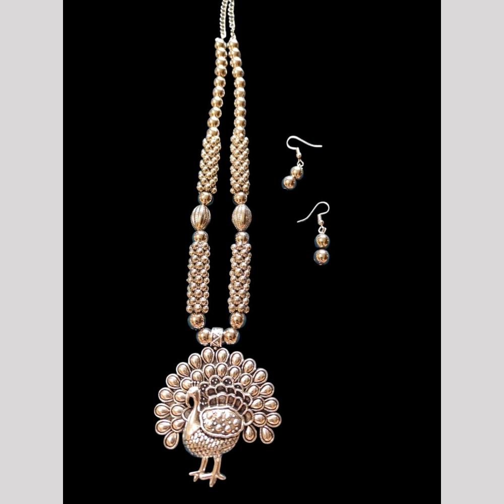 Palak Art Antique Oxidised Plated Peacock Jewellery Necklace Set