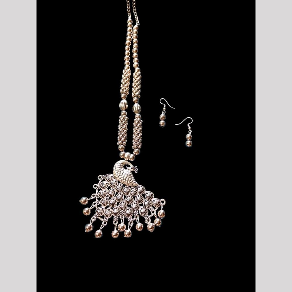 Palak Art Antique Oxidised Plated Peacock Jewellery Necklace Set