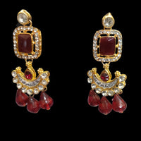 Palak Art Ethnic Glam Pota Kundan And Pearl Dangler Earrings