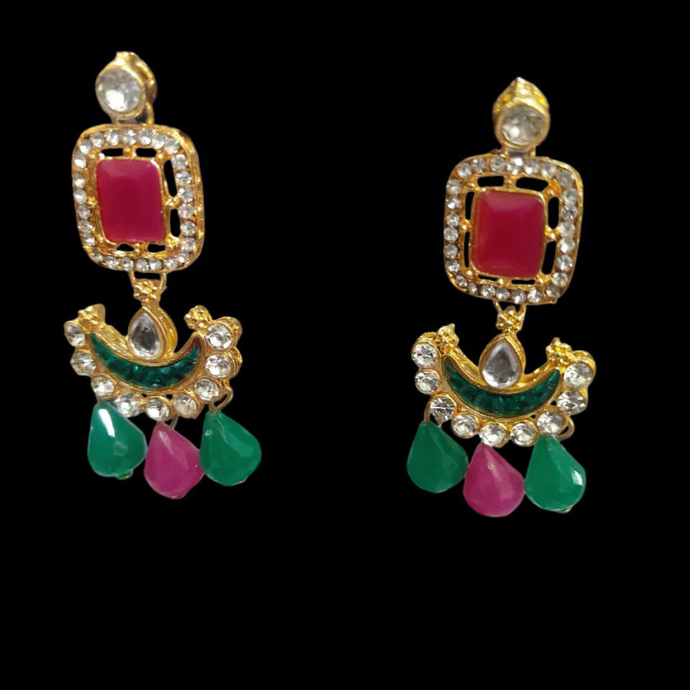 Palak Art Ethnic Glam Pota Kundan And Pearl Dangler Earrings