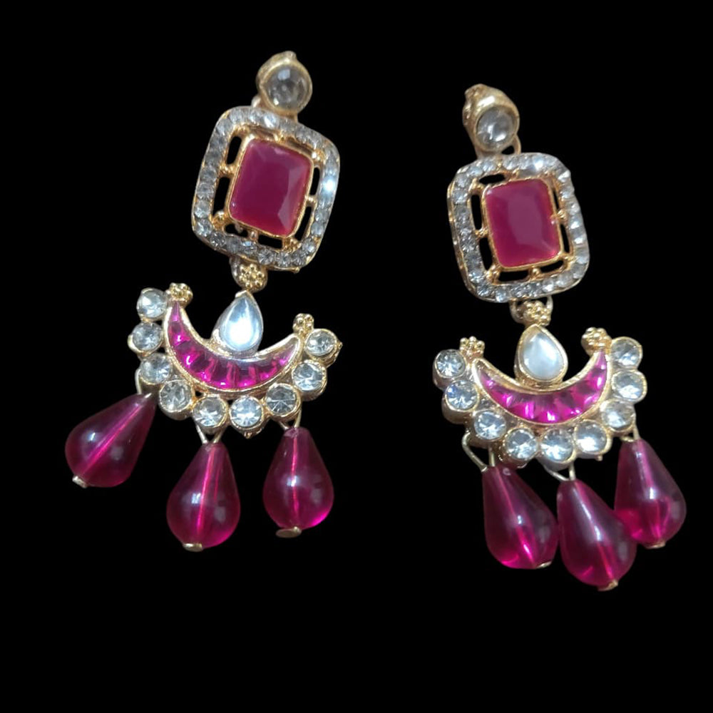 Palak Art Ethnic Glam Pota Kundan And Pearl Dangler Earrings