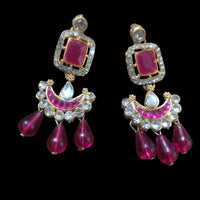 Palak Art Ethnic Glam Pota Kundan And Pearl Dangler Earrings