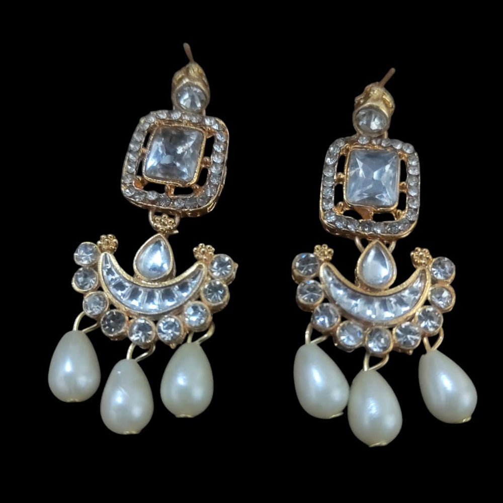 Palak Art Ethnic Glam Pota Kundan And Pearl Dangler Earrings