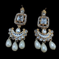 Palak Art Ethnic Glam Pota Kundan And Pearl Dangler Earrings