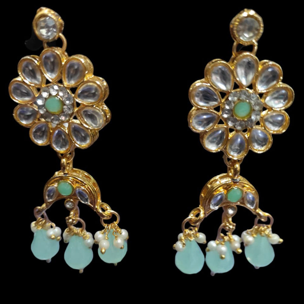 Palak Art Ethnic Glam Pota Kundan And Pearl Dangler Earrings