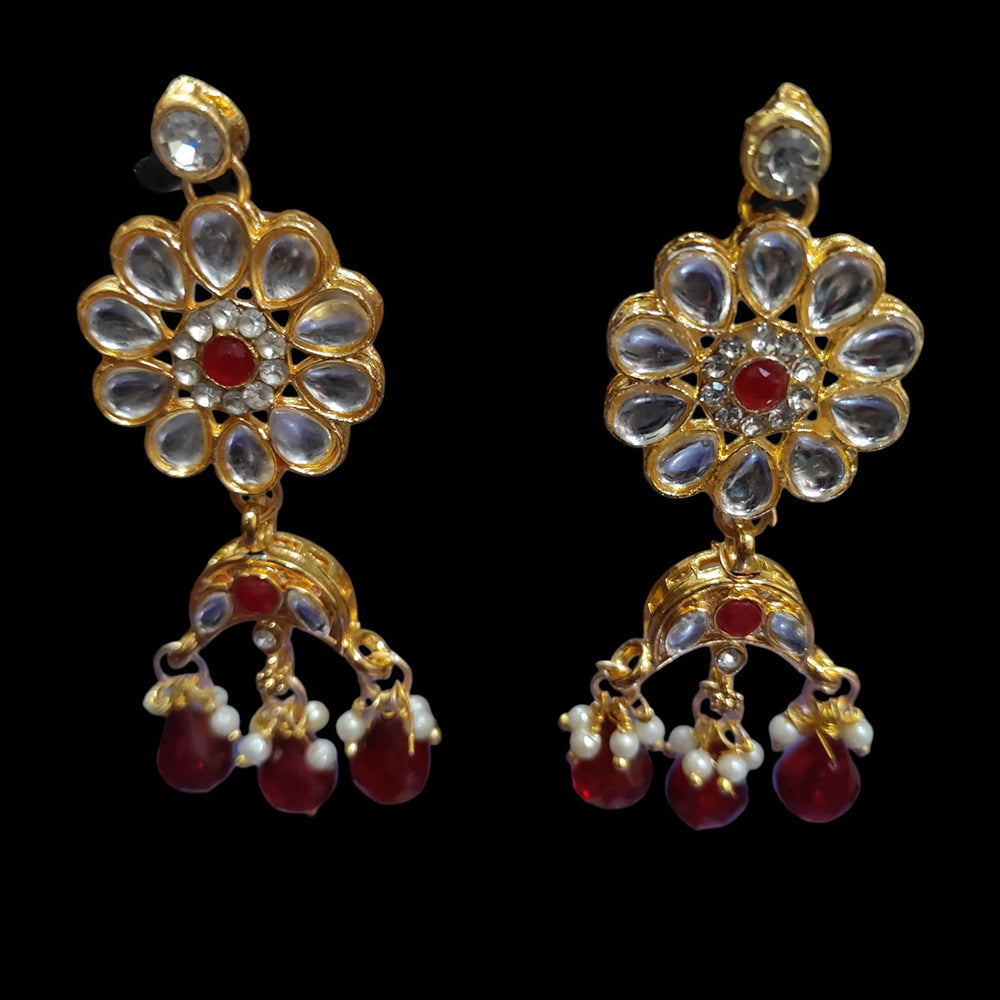 Palak Art Ethnic Glam Pota Kundan And Pearl Dangler Earrings