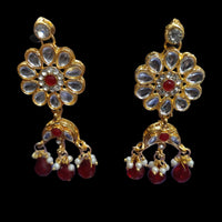 Palak Art Ethnic Glam Pota Kundan And Pearl Dangler Earrings