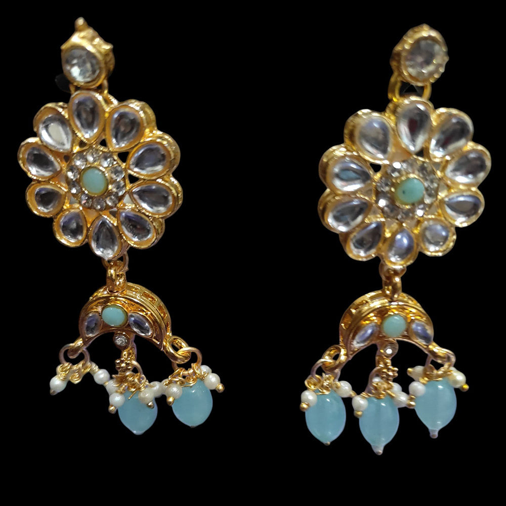 Palak Art Ethnic Glam Pota Kundan And Pearl Dangler Earrings