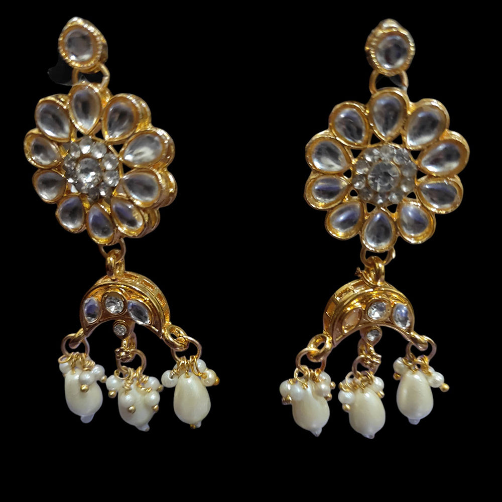 Palak Art Ethnic Glam Pota Kundan And Pearl Dangler Earrings