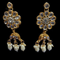 Palak Art Ethnic Glam Pota Kundan And Pearl Dangler Earrings