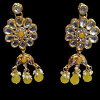 Palak Art Ethnic Glam Pota Kundan And Pearl Dangler Earrings